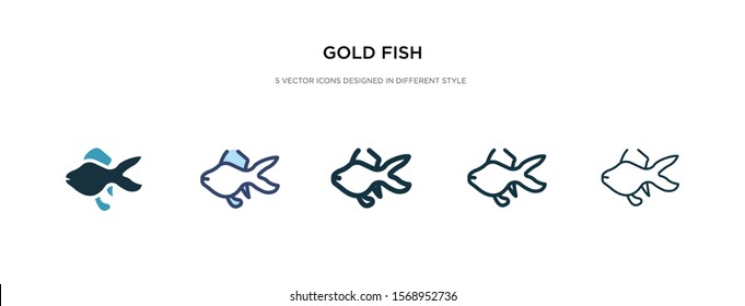 gold fish icon in different style vector illustration. two colored and black gold fish vector icons designed in filled, outline, line and stroke style can be used for web, mobile, ui