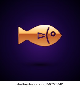 Gold Fish icon isolated on dark blue background.  Vector Illustration