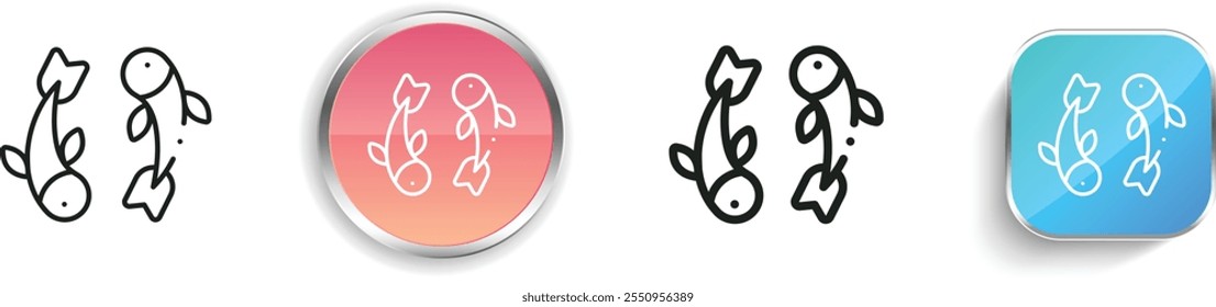 gold fish icon. Thin Linear, Regular and Button Style Design Isolated On White Background