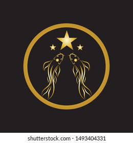 gold fish logo vector icon design template