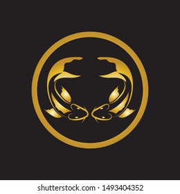 gold fish logo vector icon design template