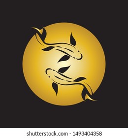 gold fish logo vector icon design template