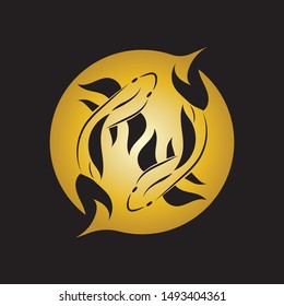 gold fish logo vector icon design template