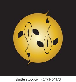 gold fish logo vector icon design template