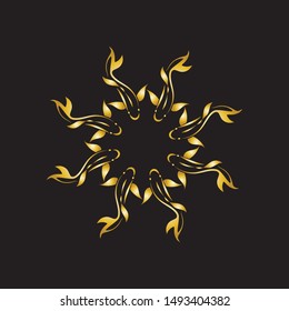 gold fish logo vector icon design template