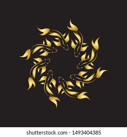 gold fish logo vector icon design template