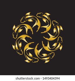 gold fish logo vector icon design template