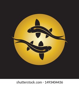 gold fish logo vector icon design template