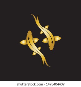 gold fish logo vector icon design template