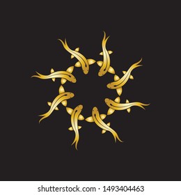 gold fish logo vector icon design template