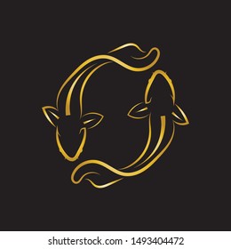 gold fish logo vector icon design template