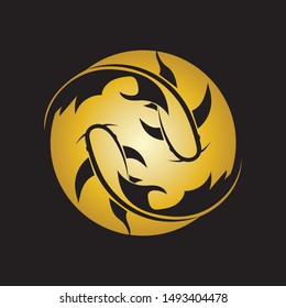 gold fish logo vector icon design template