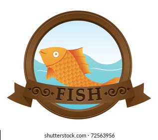 Gold fish logo. Vector illustration.