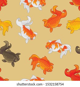 Gold fish seamless pattern for background
