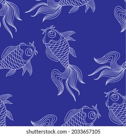 gold fish seamless pattern in vector.