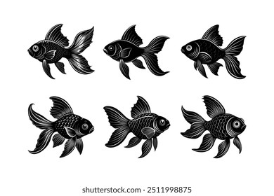 Gold Fisch Silhouette schwarz Silhouette Vektorgrafik   