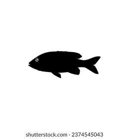 Gold Fish Silhouette, can use for Logo Gram, Art Illustration, Pictogram, Website, Decoration, or Graphic Design Element. Vector Illustration