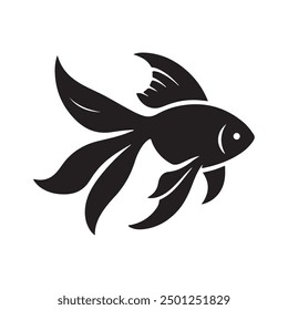 A gold fish silhouette vector art illustration