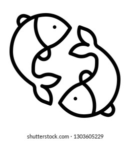 Gold fish and silver fish vector, Chinese lunar new year line style icon