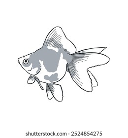 Goldfisch-Skizze, Vektor 1 einzeln auf weißem Hintergrund