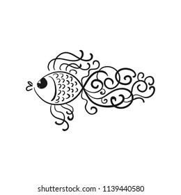Gold fish. Sketch. Vector illustration