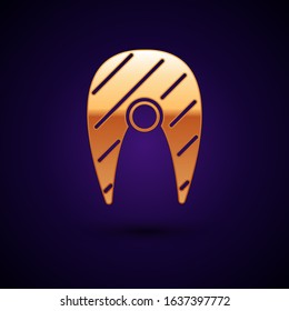 Gold Fish steak icon isolated on dark blue background.  Vector Illustration