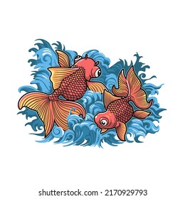 gold fish vector illustratin t-shirt design