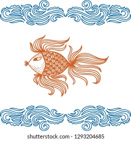 Gold fish. Vector illustration