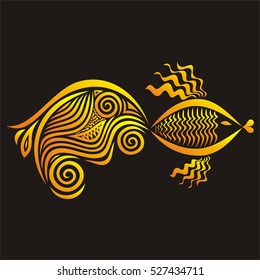 Gold fish. Vector illustration.