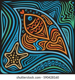 Gold fish. Vector illustration.