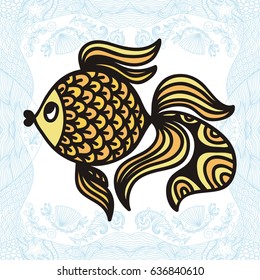Gold fish. Vector illustration.