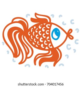 Gold fish. Vector illustration.