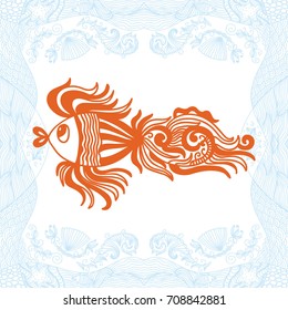 Gold fish. Vector illustration.