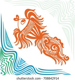 Gold fish. Vector illustration.
