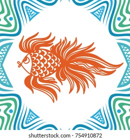 Gold fish. Vector illustration.