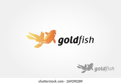 Gold Fish Vector Logo Cartoon. Asian goldfish vector logo illustration