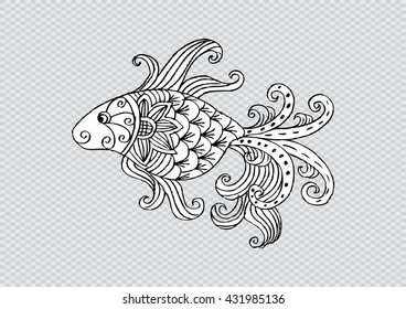  Gold Fish. Zentangle style.
