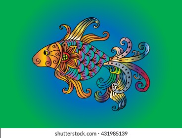  Gold Fish. Zentangle style.
