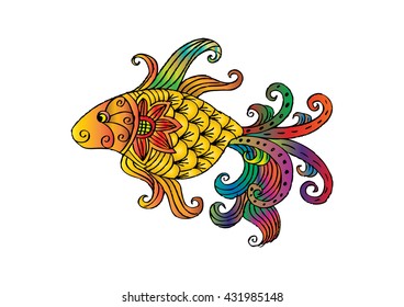  Gold Fish. Zentangle style.

