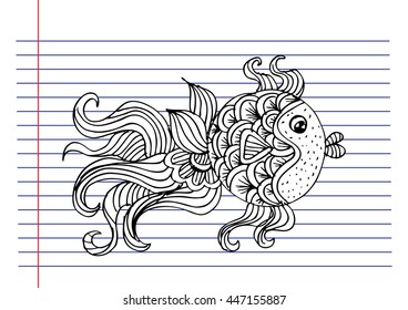 Gold fish. Zentangle style.