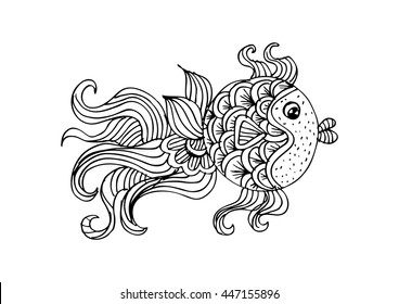 Gold fish. Zentangle style.