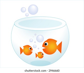 gold fishes in a fishbowl vector