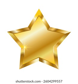 Gold five pointed star. Vector illustration isolated on white background
