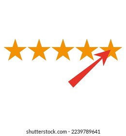 gold five star arrow. Yellow star. Vector illustration. Stock image.
