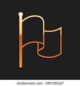 Gold Flag icon isolated on black background. Long shadow style. Vector.