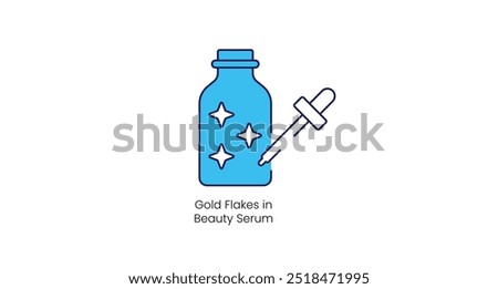 Gold Flakes in Beauty Serum Vector Icon for Skincare