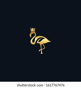 Gold flamingo logo, unique flamingo logo, Vector Illustration of a Flamingo.