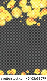 Gold Flare Background Transparent Vector. Ball Spray Texture. Luxury Illustration. Blur Bokeh Glitter Template. Golden Spark.