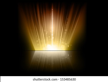 gold flares on the dark space