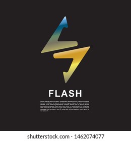 Gold flash electric logo. Modern bolt symbol design template.